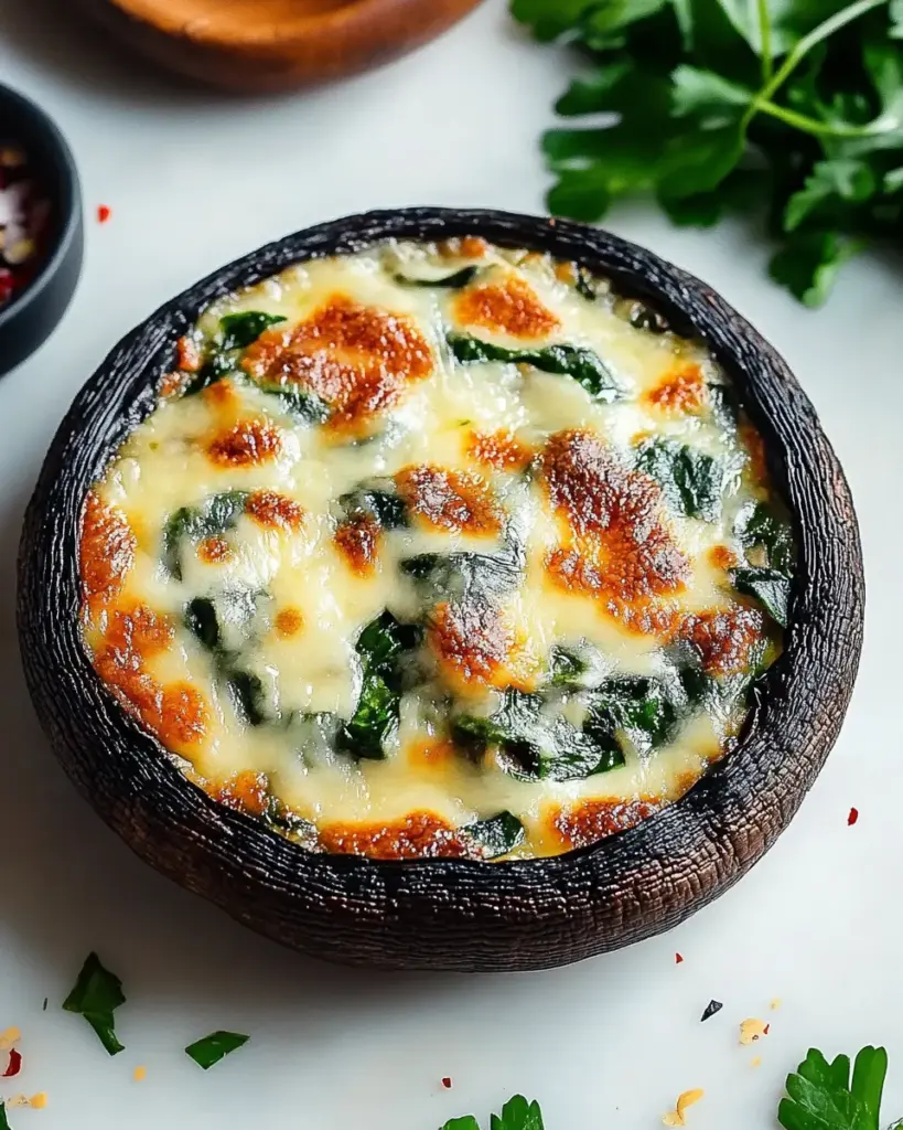 Champignons Portobello Farcis aux Epinards et au Fromage 1