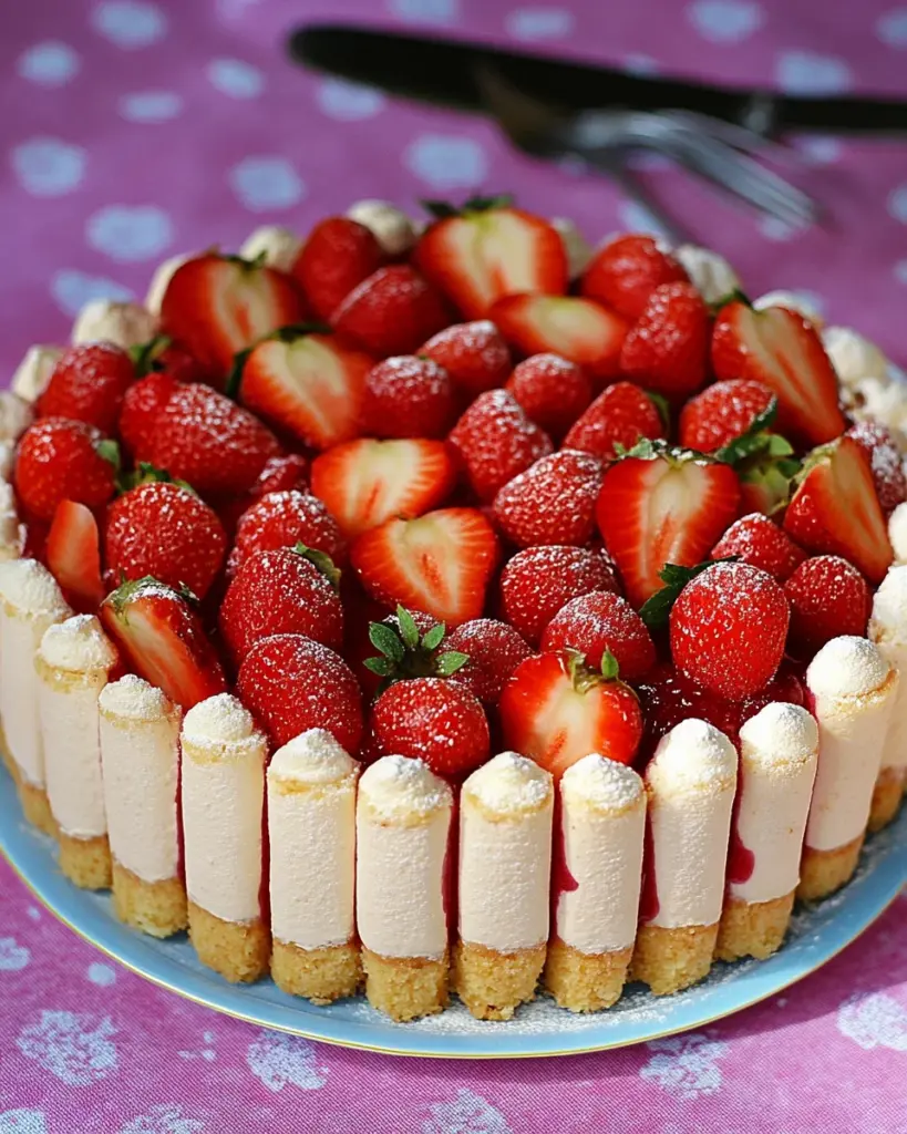 Charlotte aux fraises sans cuisson 3