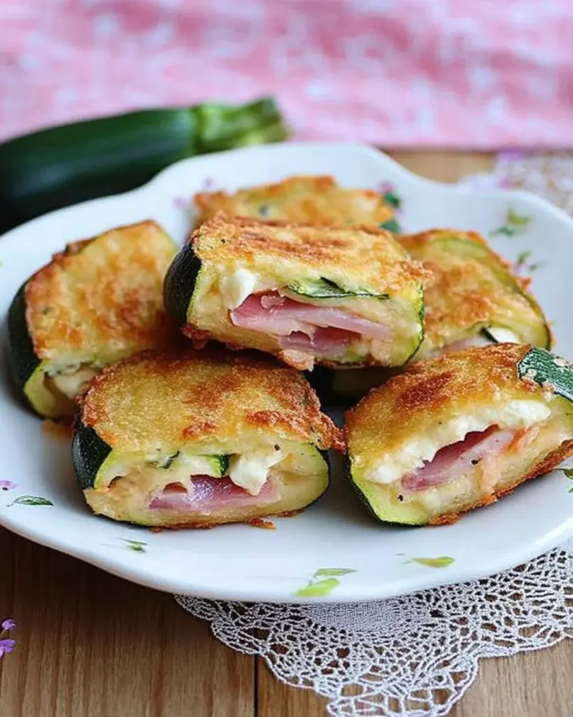 Courgettes panees mozzarella et jambon 1