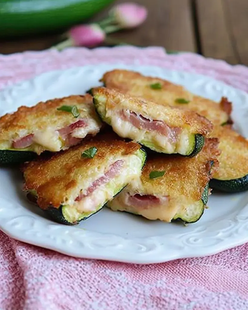 Courgettes panees mozzarella et jambon 2