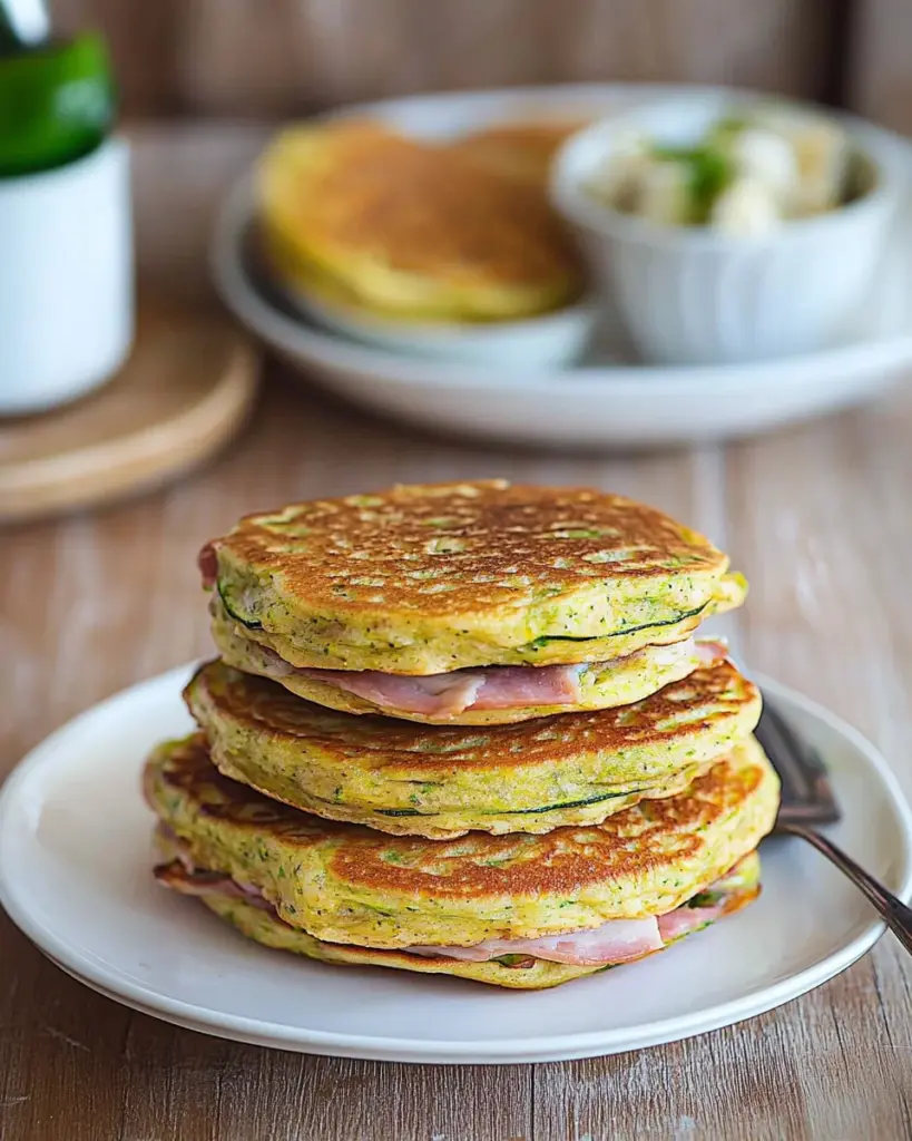 Crepes de courgettes au fromage de chevre et au jambon 1