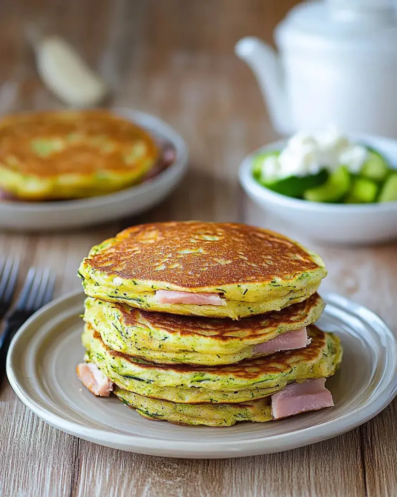 Crepes de courgettes au fromage de chevre et au jambon 3