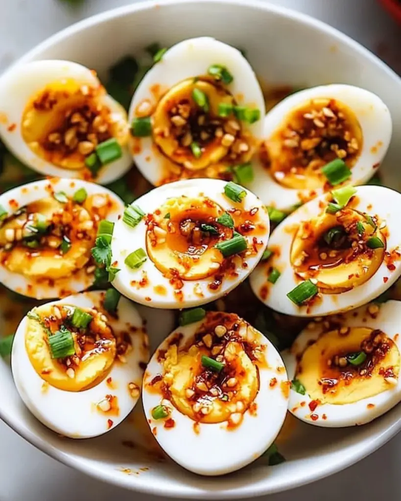 Oeufs mimosa au chili et a lail 1