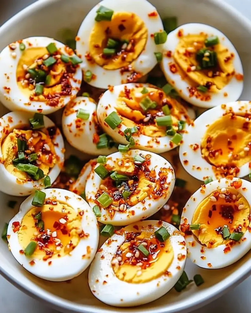 Oeufs mimosa au chili et a lail 2