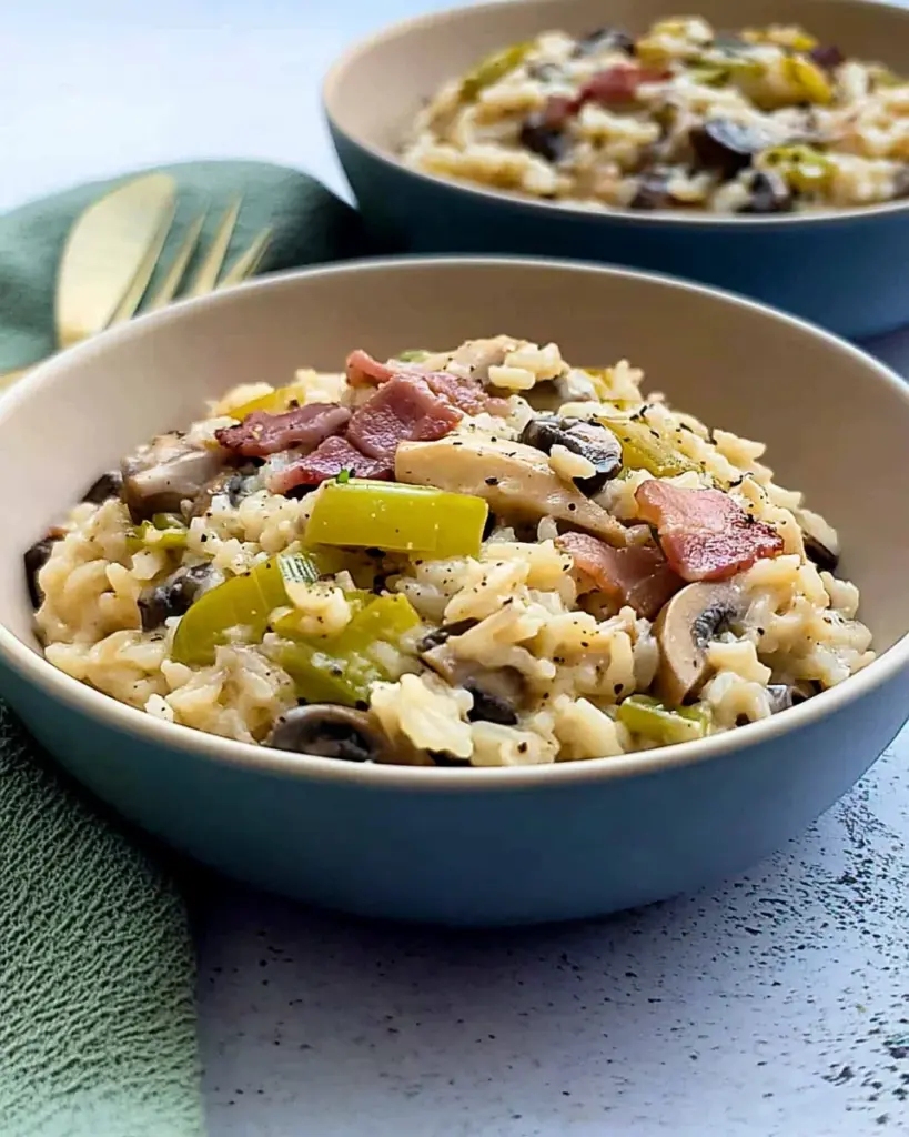 Riz a la Creme aux Poireaux Champignons et Bacon 2
