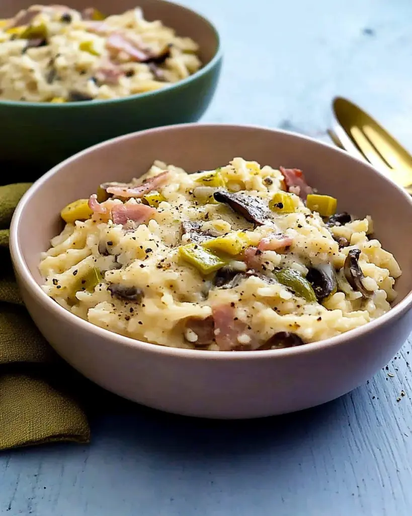 Riz a la Creme aux Poireaux Champignons et Bacon 3
