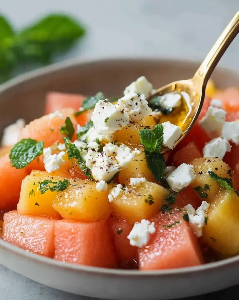 Salade de Melon Feta et Menthe 1