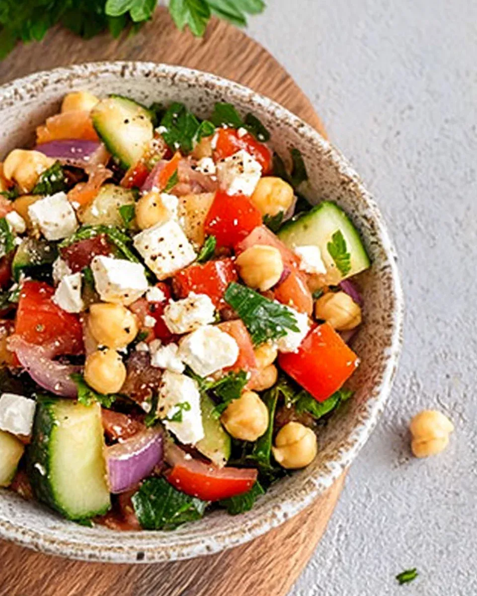 Salade méditerranéenne facile aux pois chiches et feta : savourez une recette fraîche et rapide !
