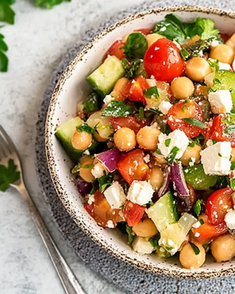 Salade mediterraneenne facile aux pois chiches et feta 2
