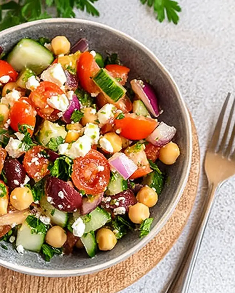 Salade mediterraneenne facile aux pois chiches et feta 3