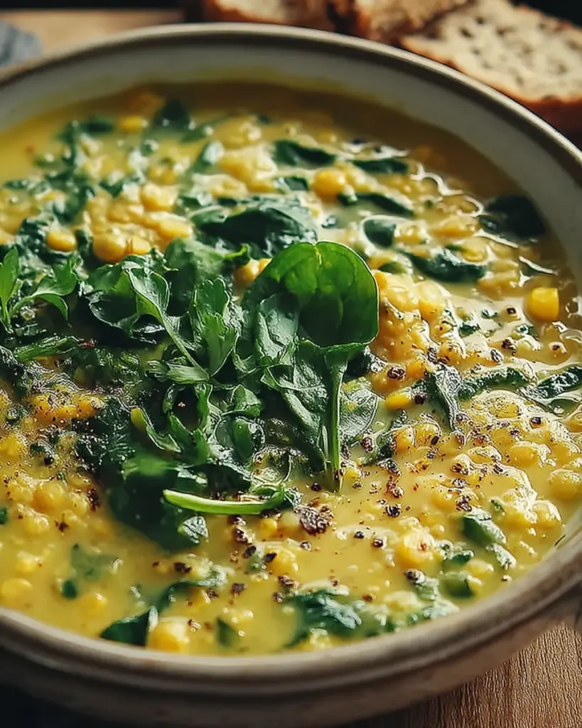 Soupe epicee aux lentilles vertes pousses depinard lait de coco 1