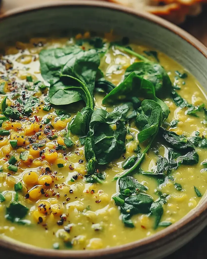 Soupe epicee aux lentilles vertes pousses depinard lait de coco 2