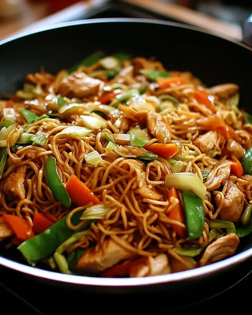 Wok de Poulet aux Nouilles et Legumes 1