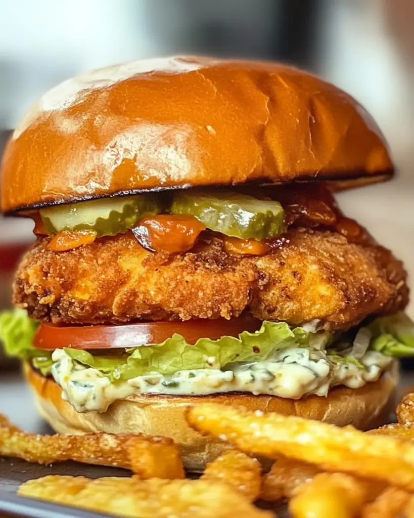 Burger de Poulet Frit a la Francaise 1