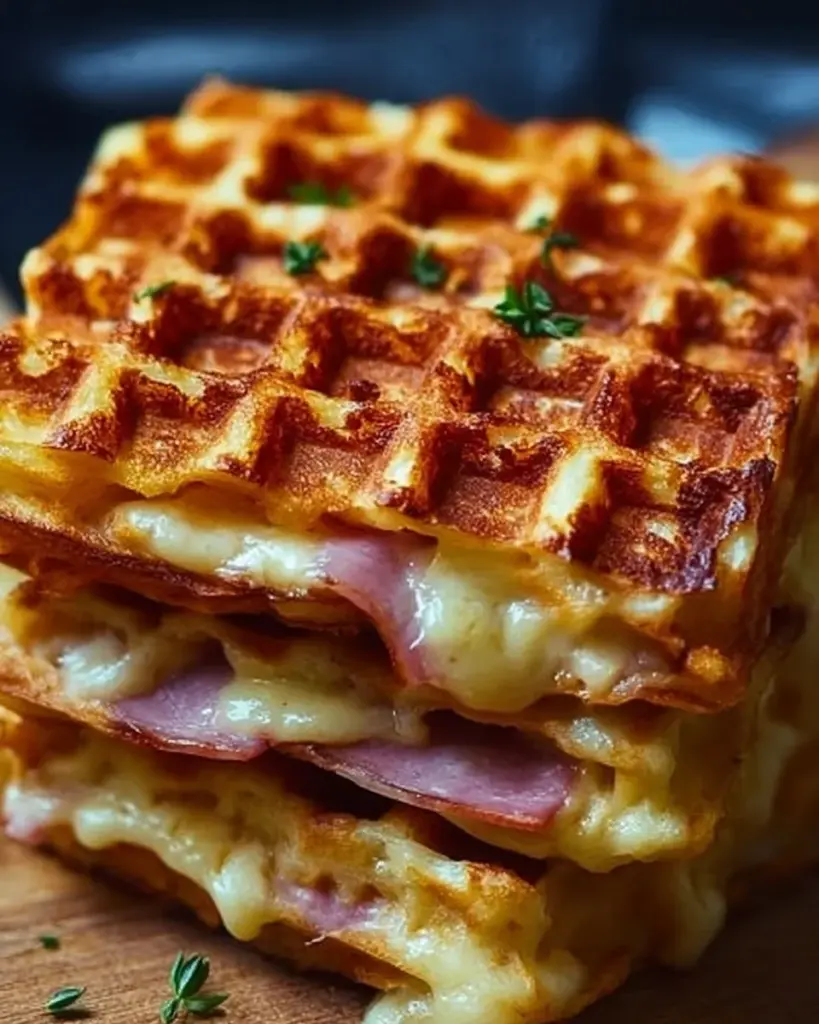 Gaufres Salees Croustillantes au Jambon et Fromage 1
