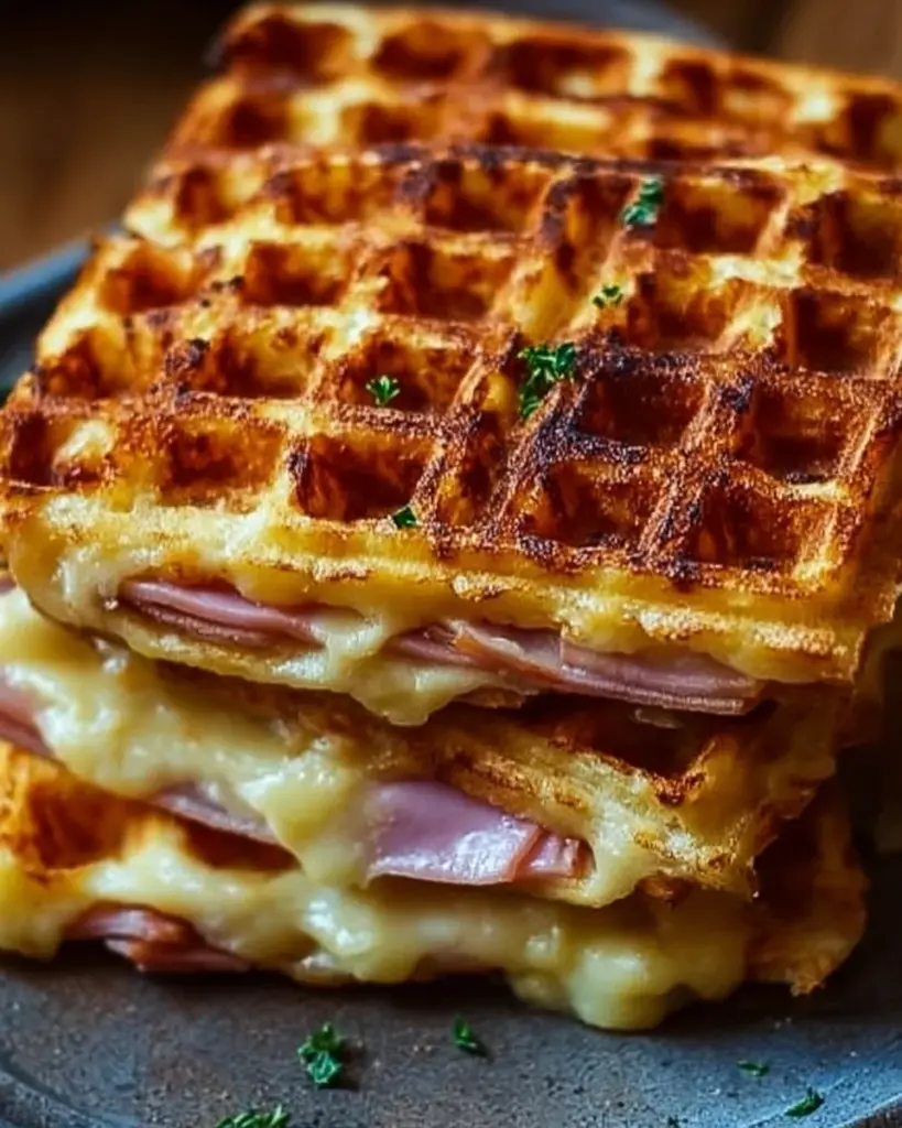 Gaufres Salees Croustillantes au Jambon et Fromage 3