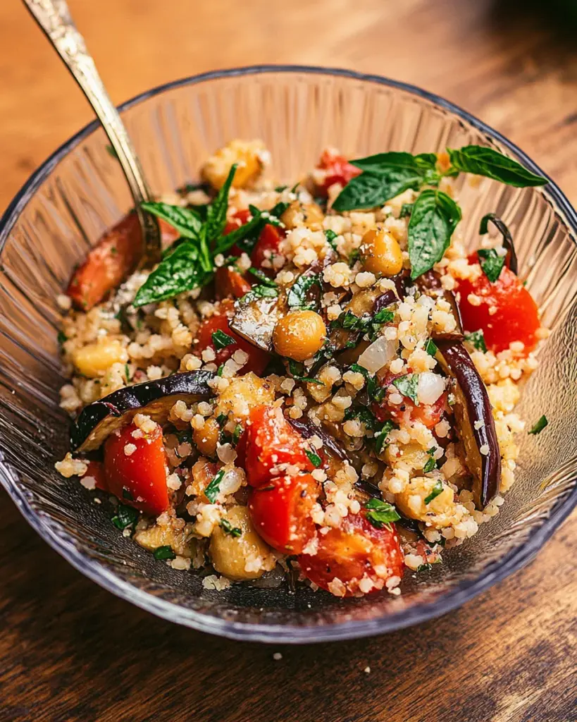 Salade dAubergines Roties Tomates et Pois Chiches 1