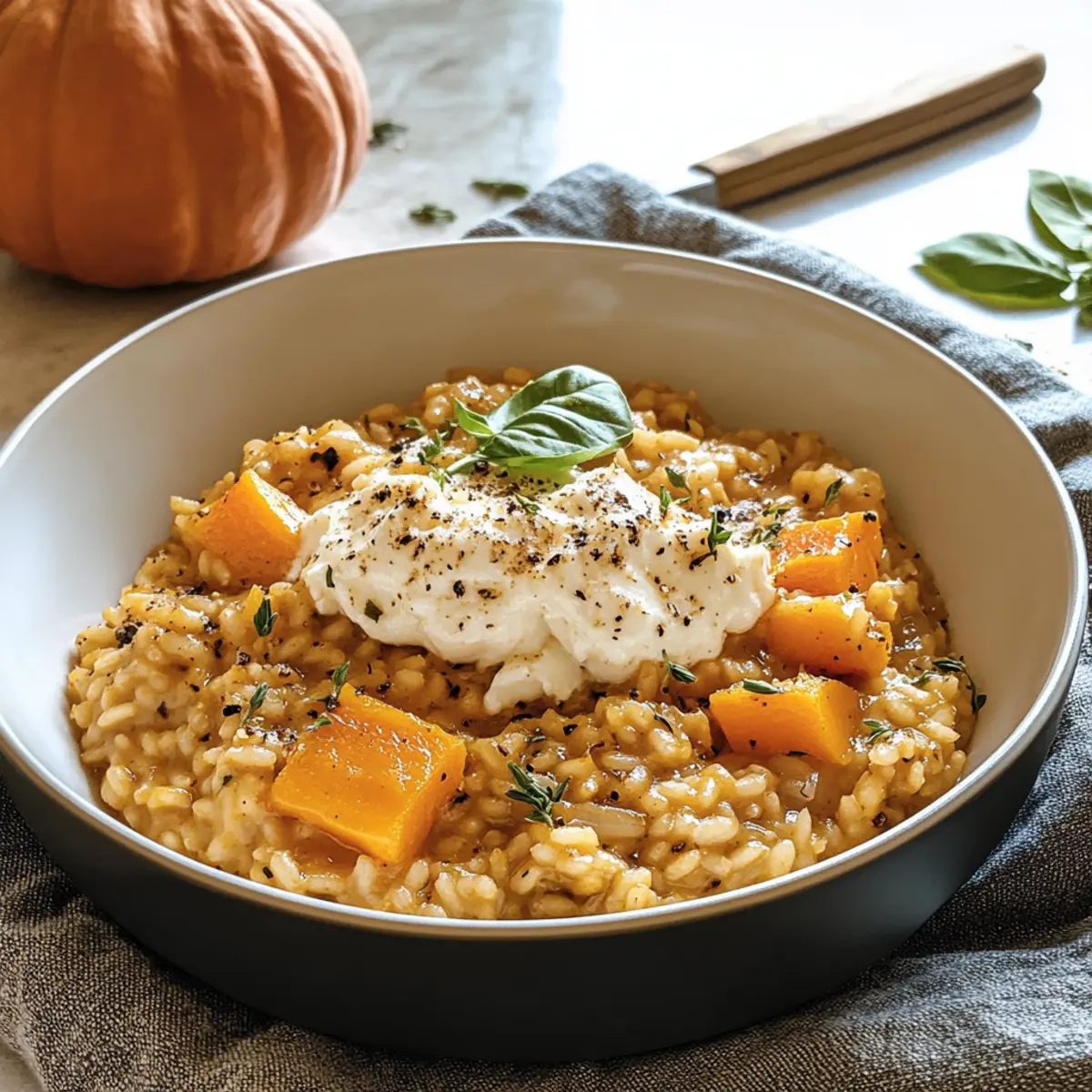 Risotto de couscous perlé, butternut et burrata