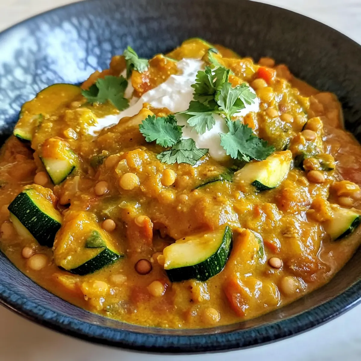 Curry de courgettes et lentilles corail rapide et savoureux