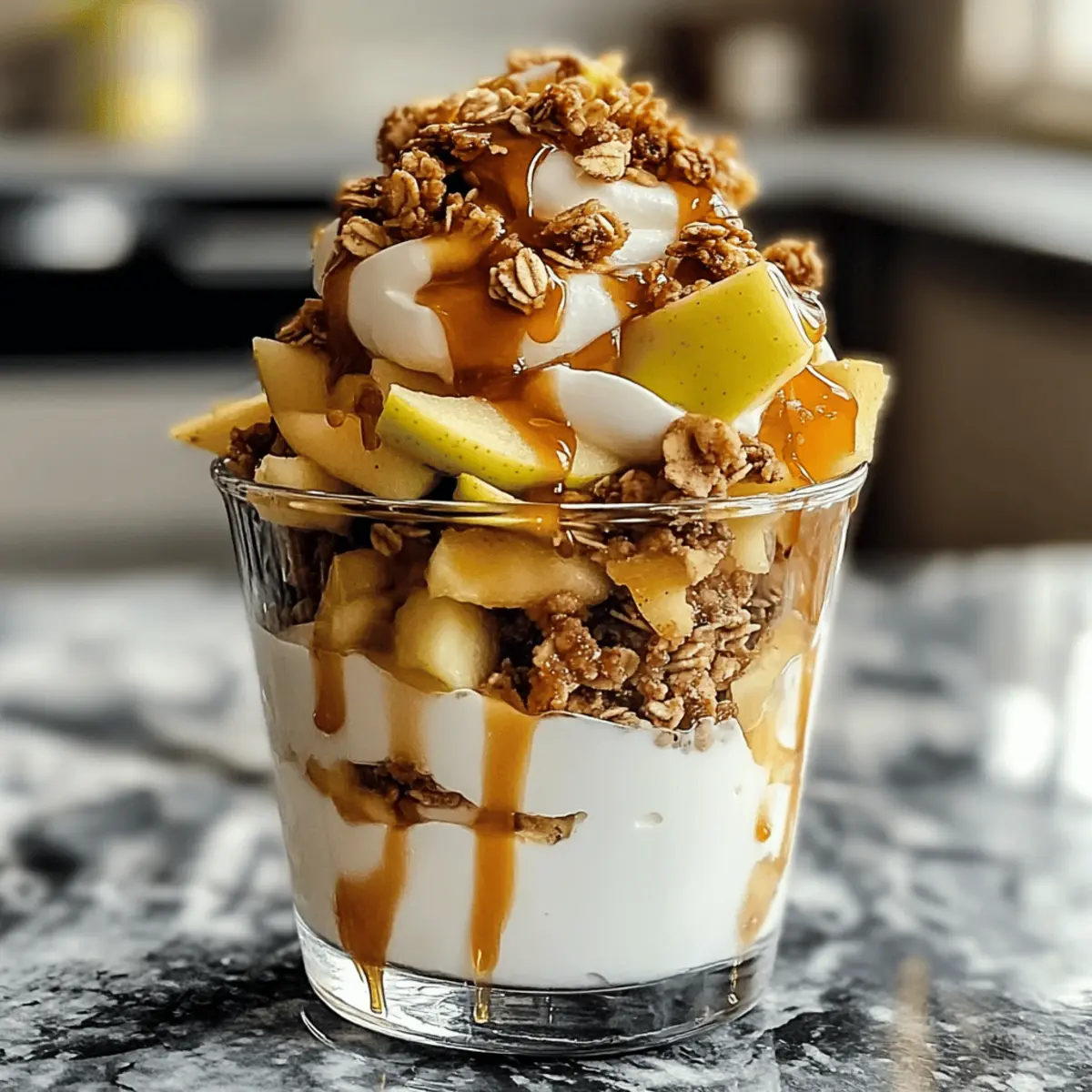 Parfait de yaourt au croustillant de pomme au caramel facile