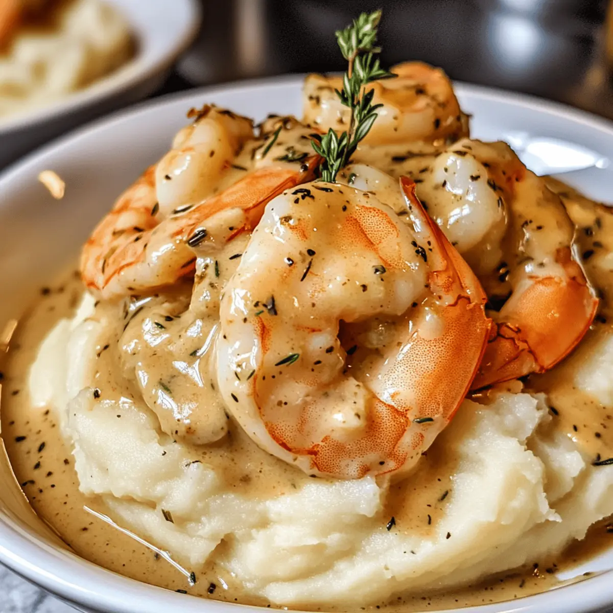 Crevettes à l'ail sur purée de pommes de terre crémeuse