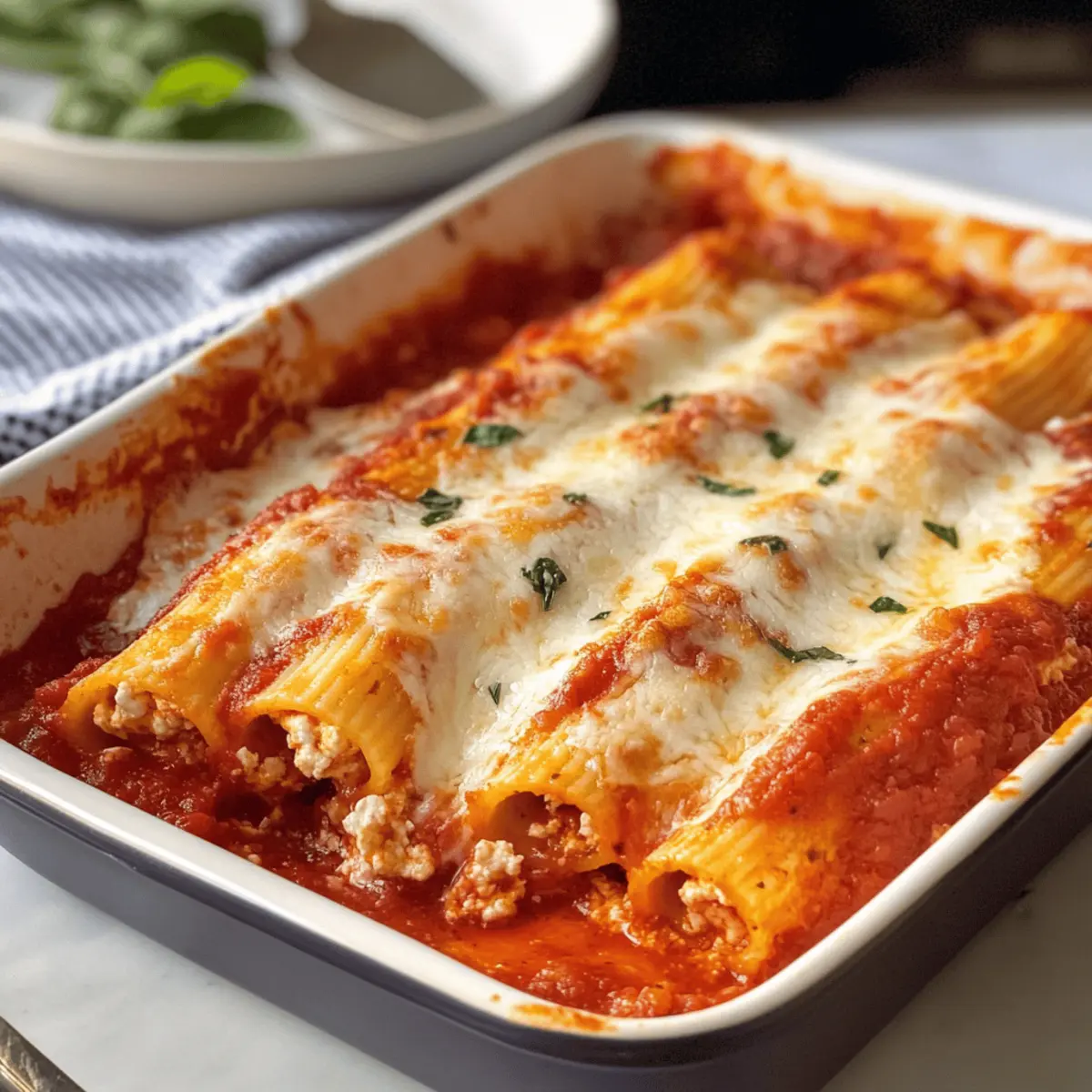Manicotti Crémeux au Fromage et Sauce Marinara