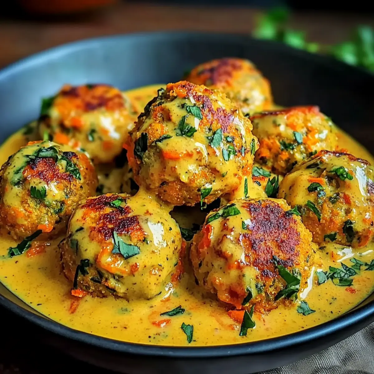 Boulettes de Carottes et Pois Chiches à la Sauce Coco