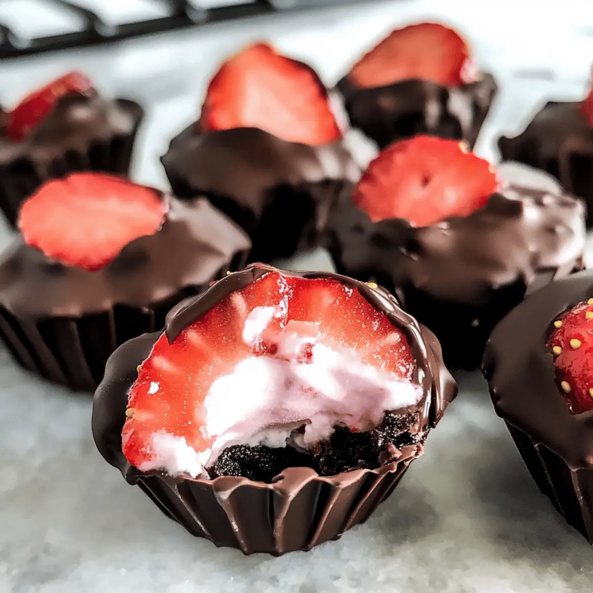 Bouchées de yaourt glacé au chocolat et à la fraise délicieuses