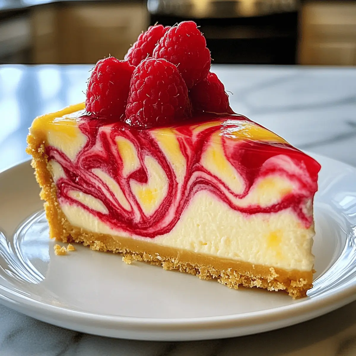 Cheesecake tourbillon de framboises au citron juteux