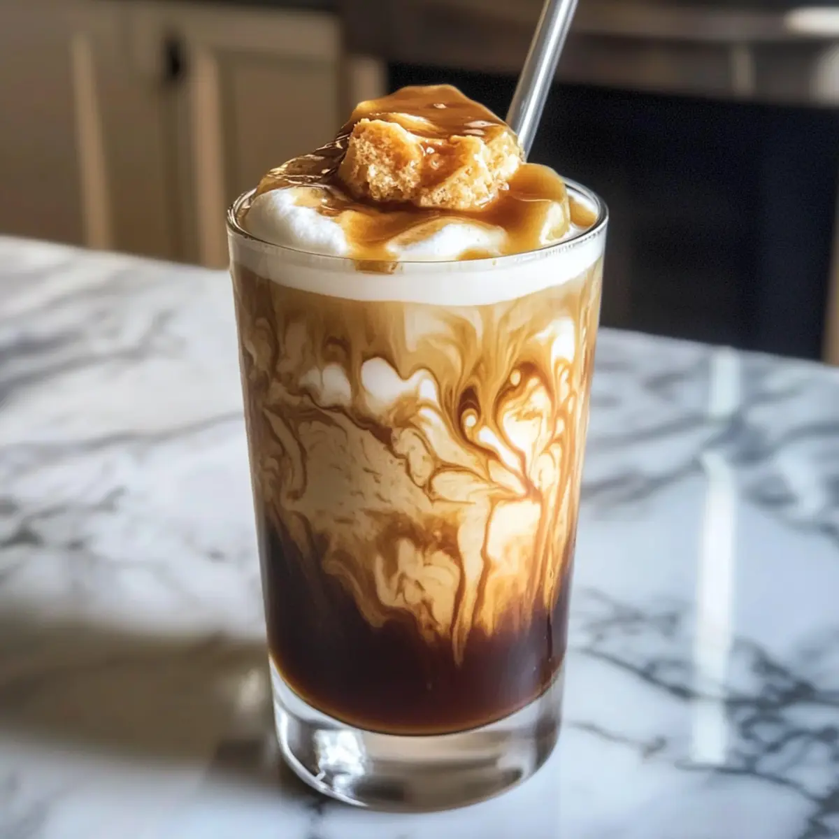 Café glacé au beurre noisette brun crémeux