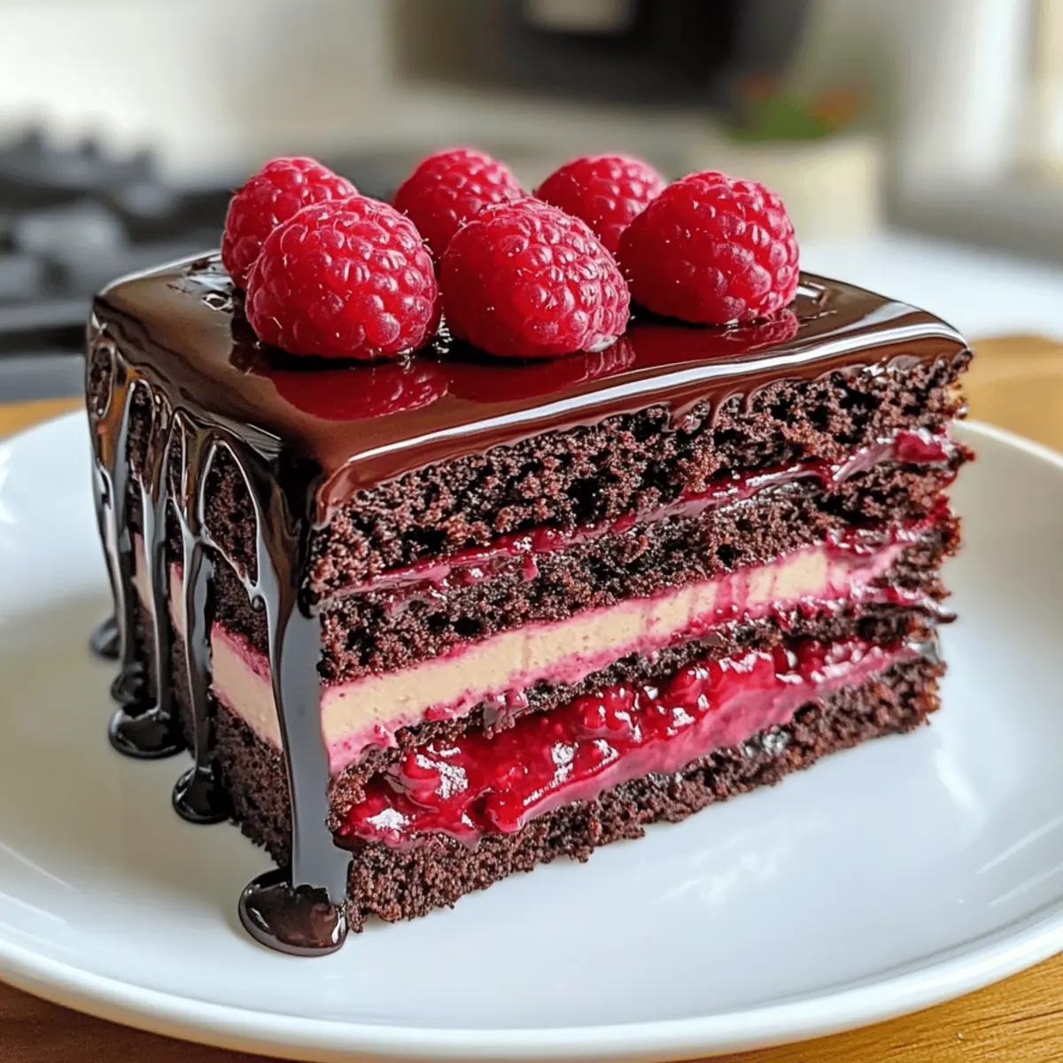 Gâteau au chocolat et aux framboises irrésistible