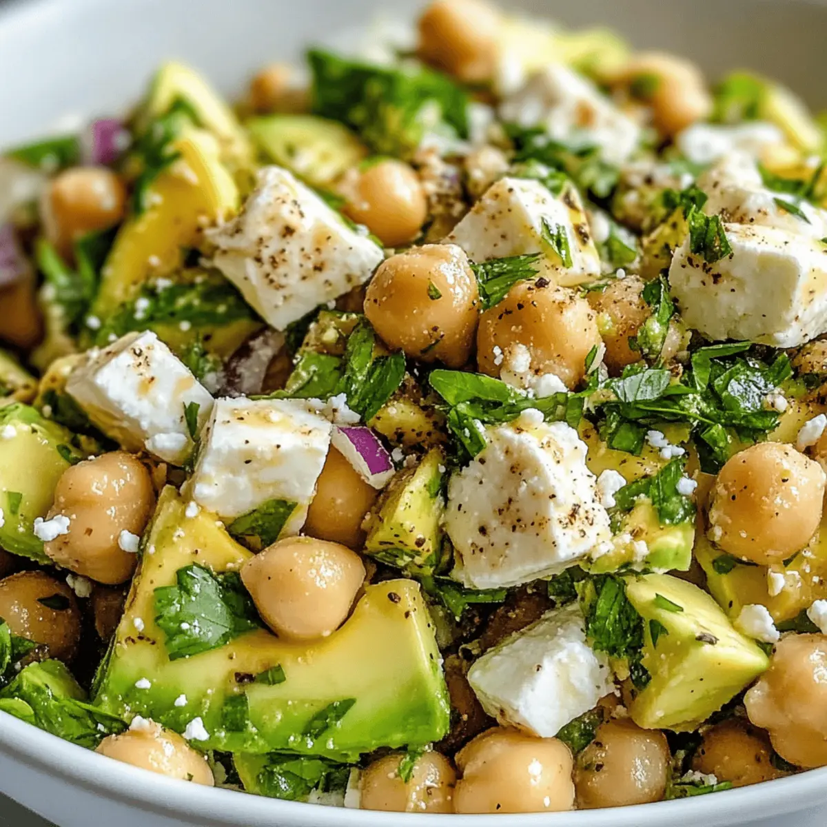 Salade de pois chiches, feta et avocat rapide et délicieuse