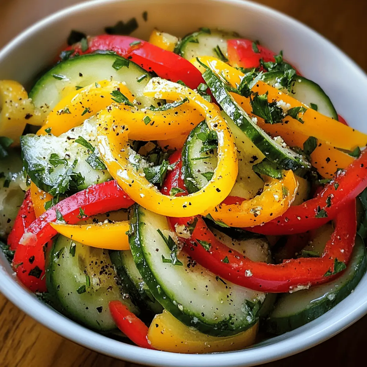 Salade de poivrons doux au concombre délicieuse et fraîche