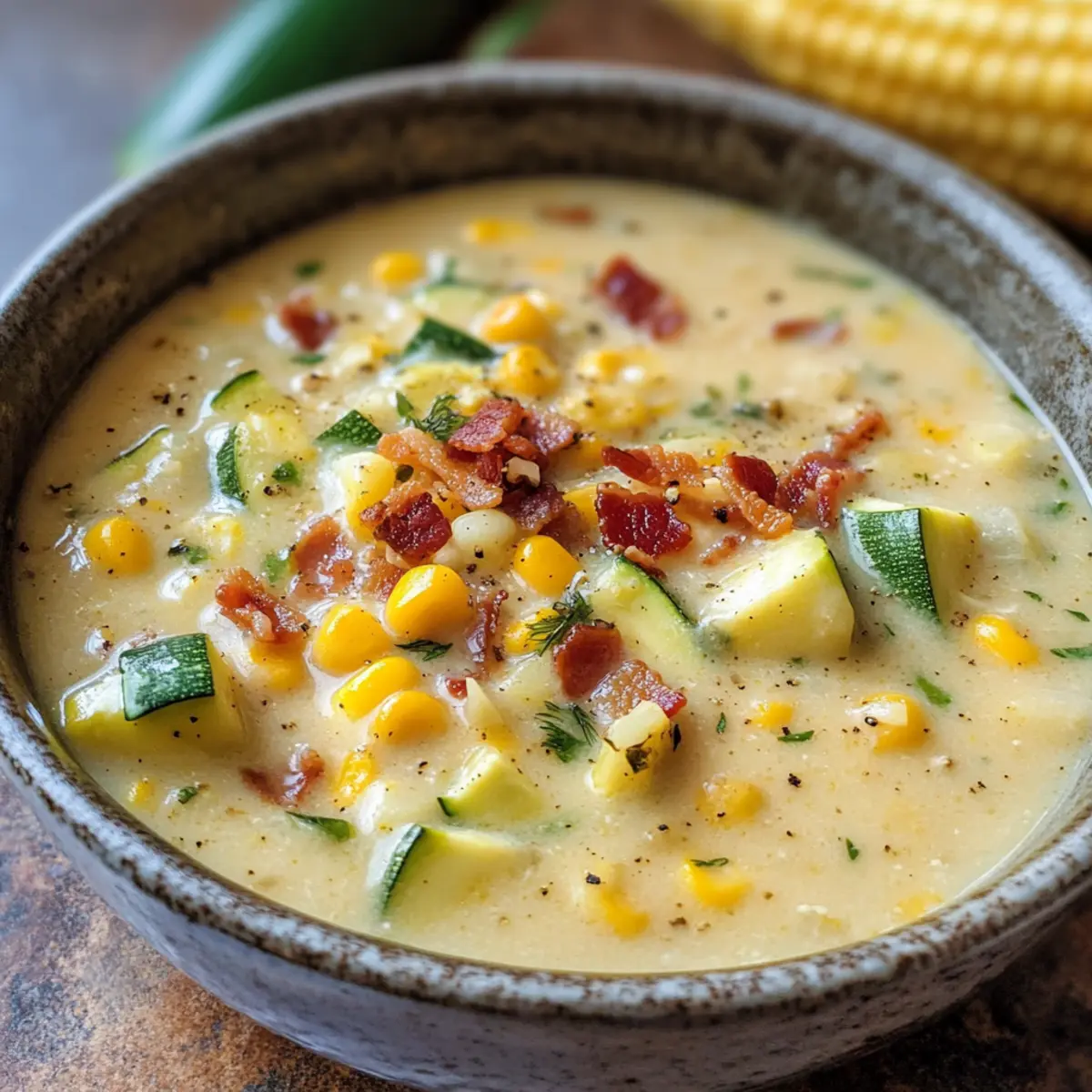 Chowder d'été de maïs et de courgettes crémeux
