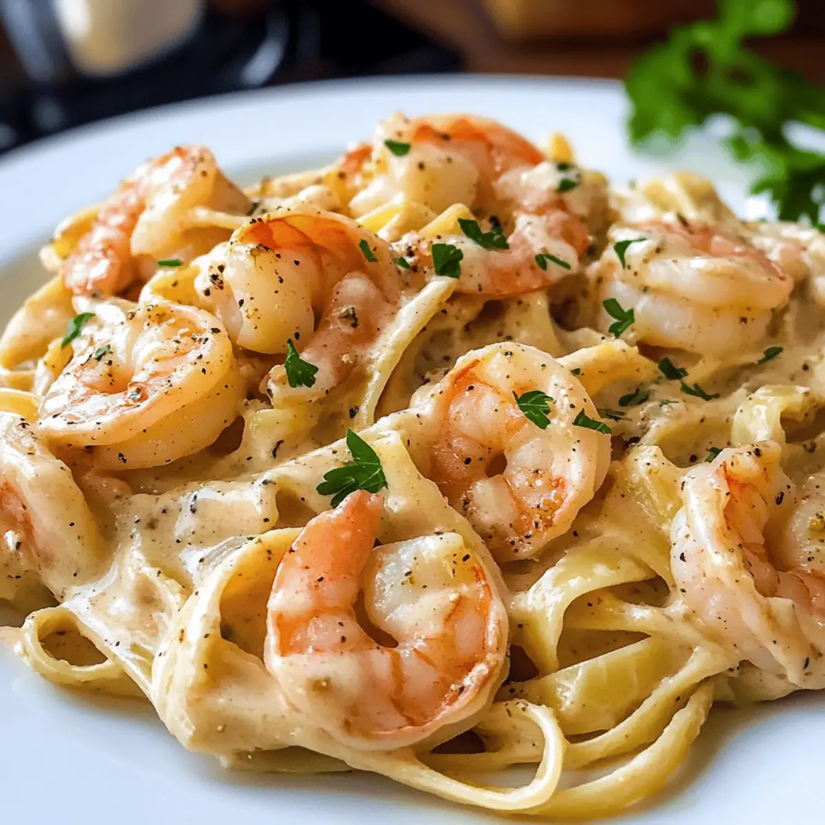 Fettuccine Alfredo aux crevettes cajun crémeux