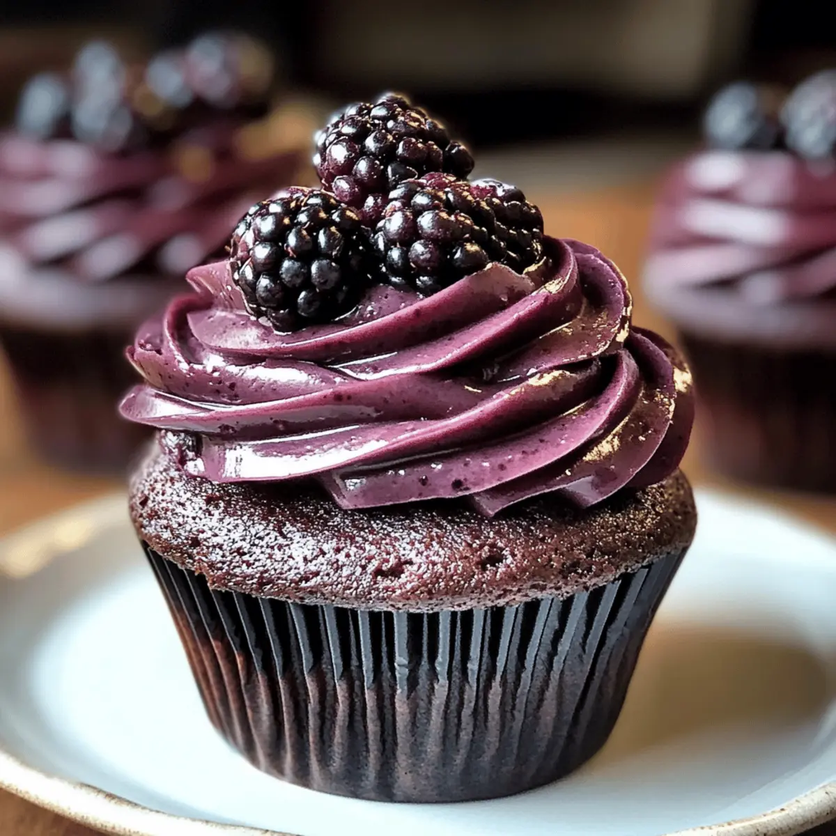 Cupcakes au chocolat noir aux mûres irrésistibles