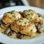 Poulet aux champignons à l'ail crémeux