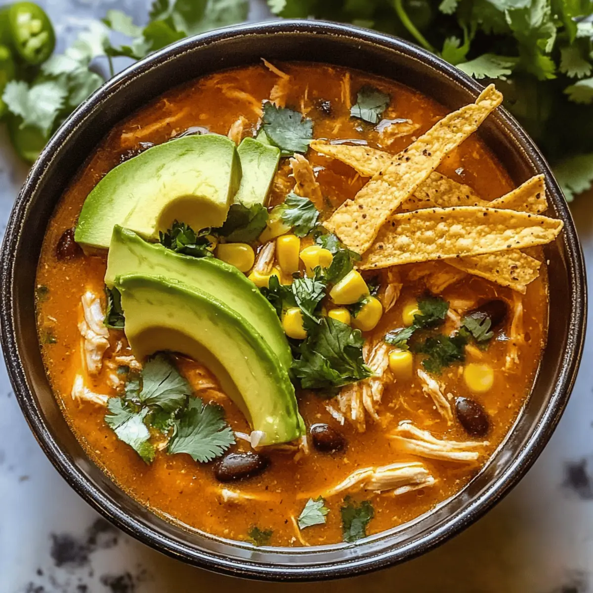 Soupe de tortilla au poulet poblano réconfortante