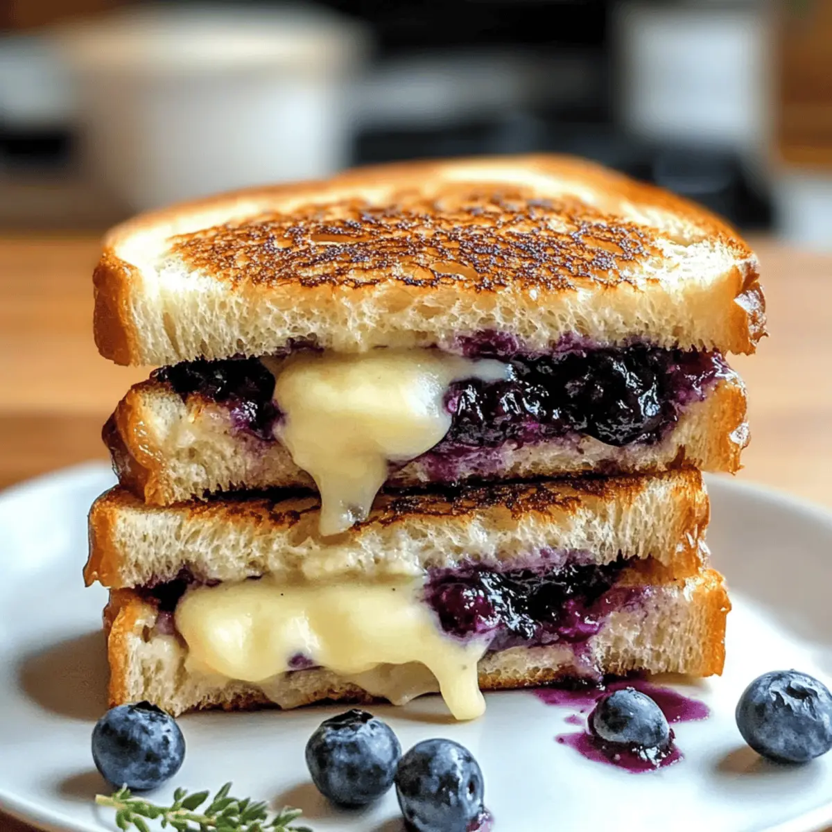 Sandwich au fromage grillé aux myrtilles croustillant