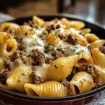 Pâtes en coquille au fromage, ranch et bœuf à la mijoteuse