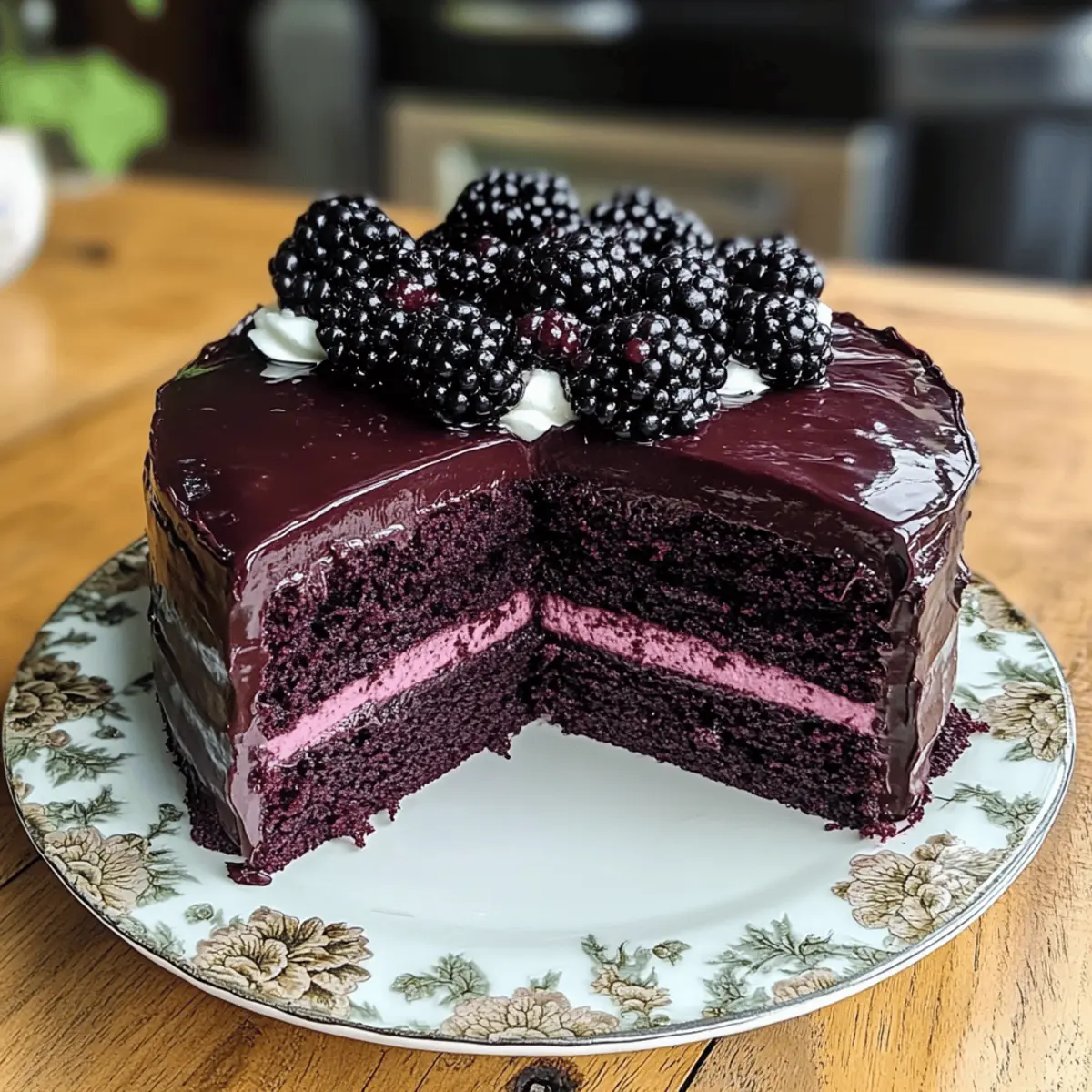 Gâteau en velours noir aux mûres pour un délice moelleux