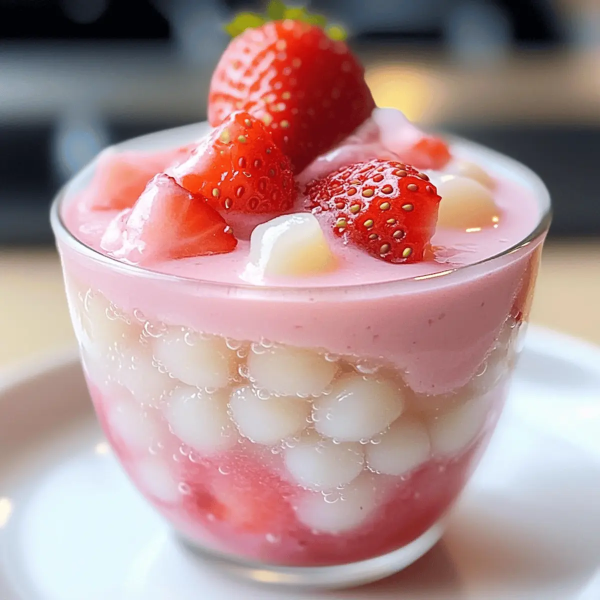 Dessert de Tapioca à la Fraise et à la Noix de Coco