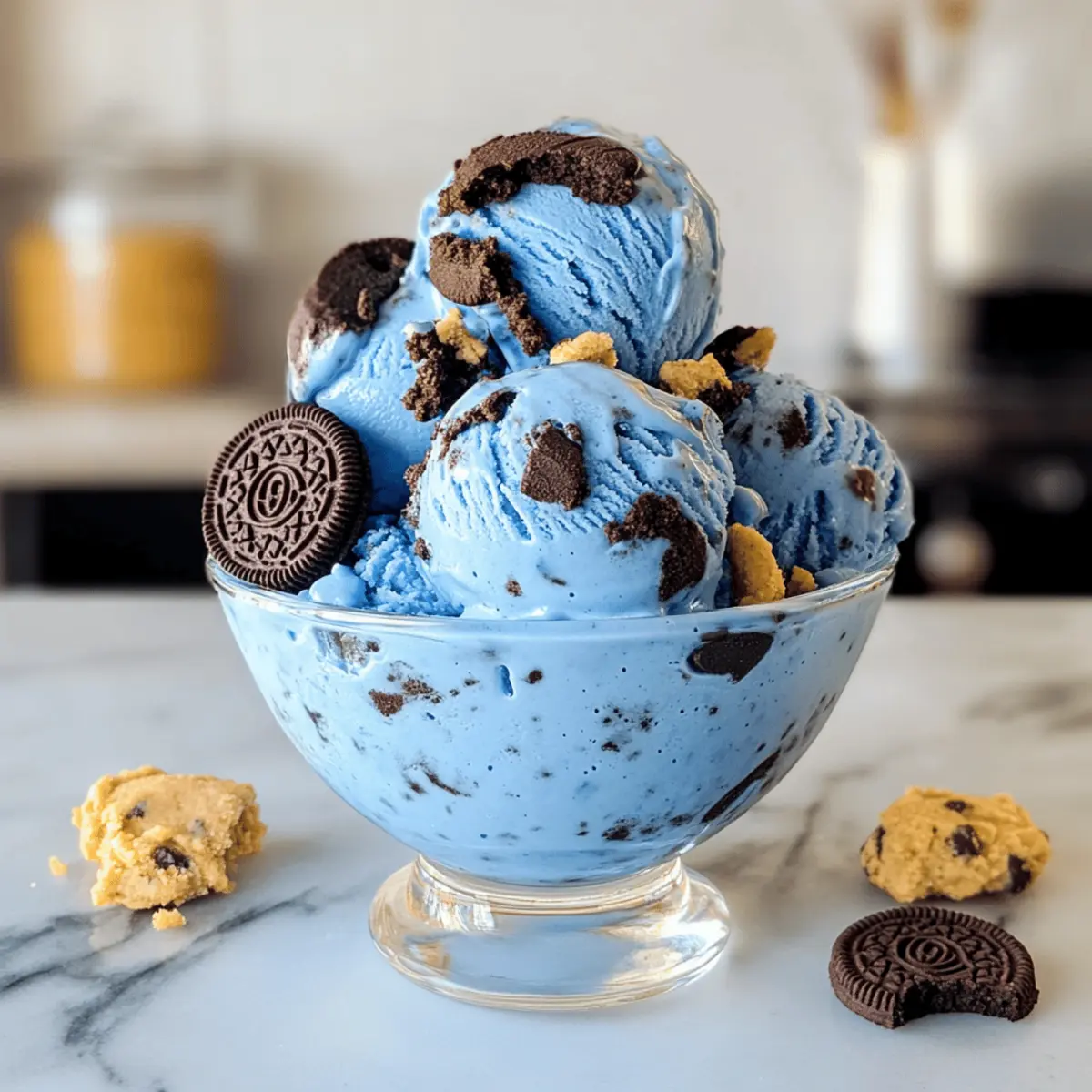 Glace monstre de cookies végan délicieuse et colorée