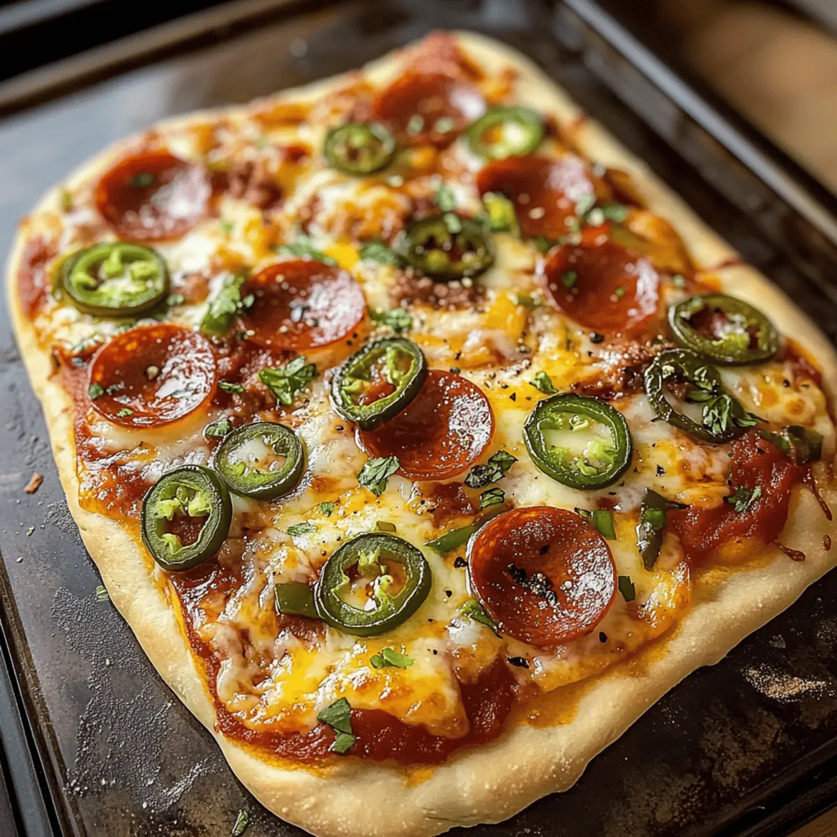 Pizza au pain plat au miel épicé et sucré