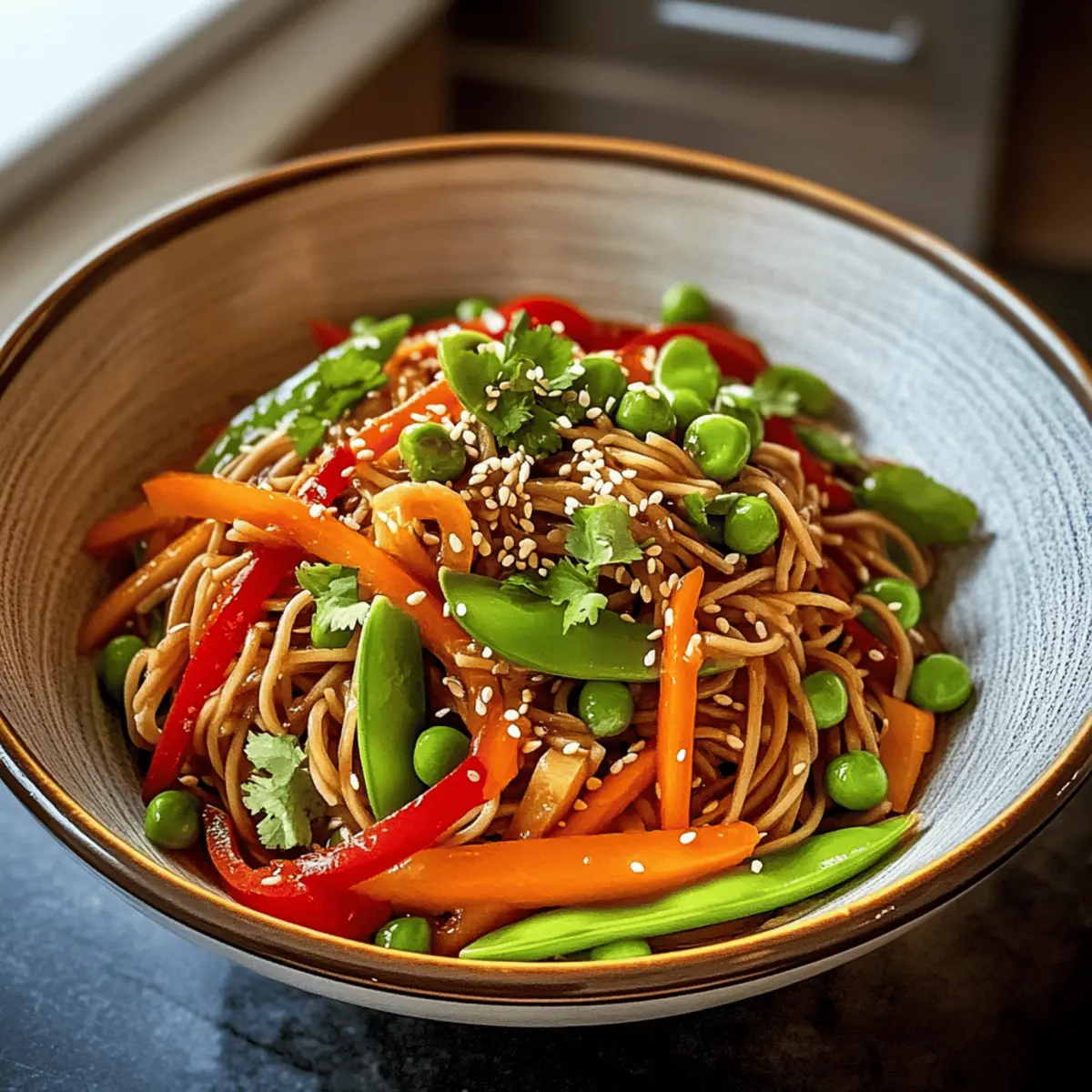 Salade de nouilles teriyaki froides délicieuse et rapide