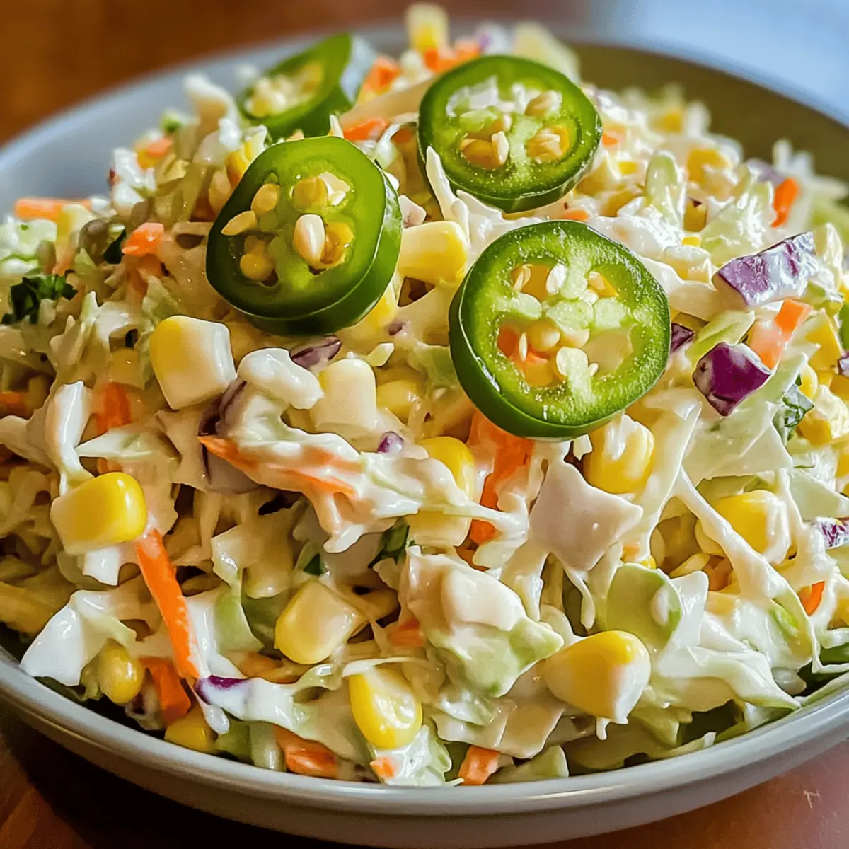 Chou rouge épicé au maïs et jalapeño en été