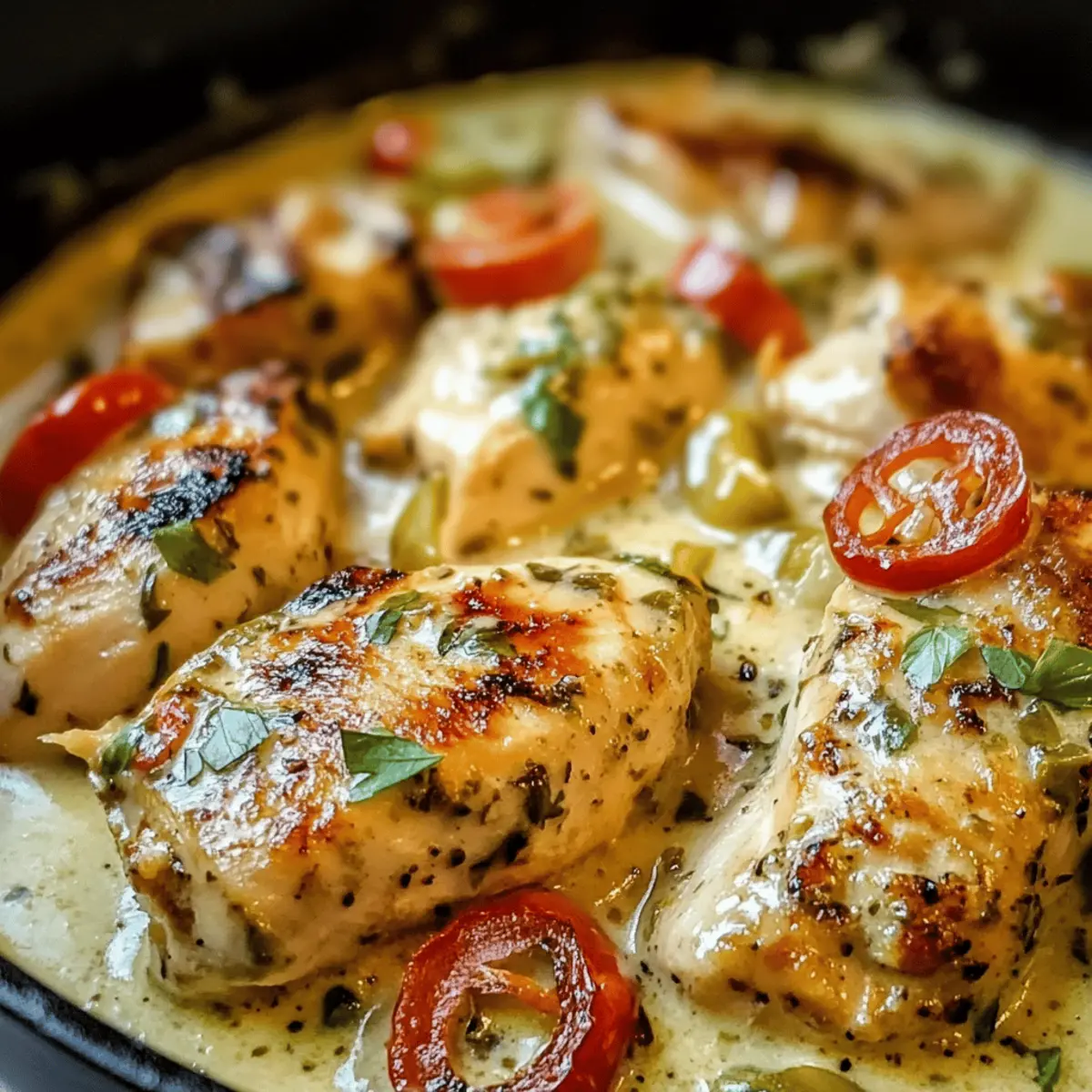 Poulet crémeux aux pepperoncini à la poêle rapide