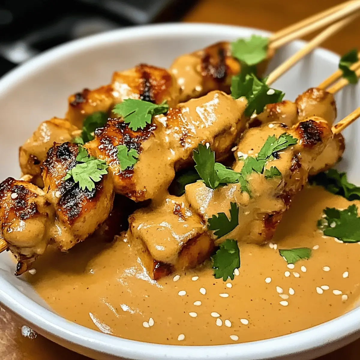 Satay de poulet thaï avec sauce aux cacahuètes délicieux