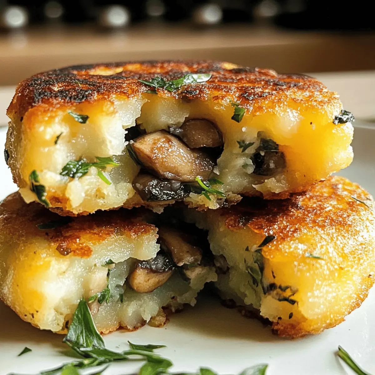 Gâteaux de pommes de terre farcis aux champignons savoureux