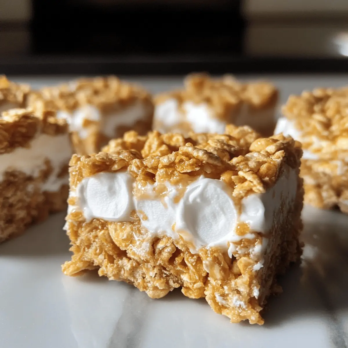 Barres de Beurre de Cacahuète, Cornflakes et Guimauves faciles